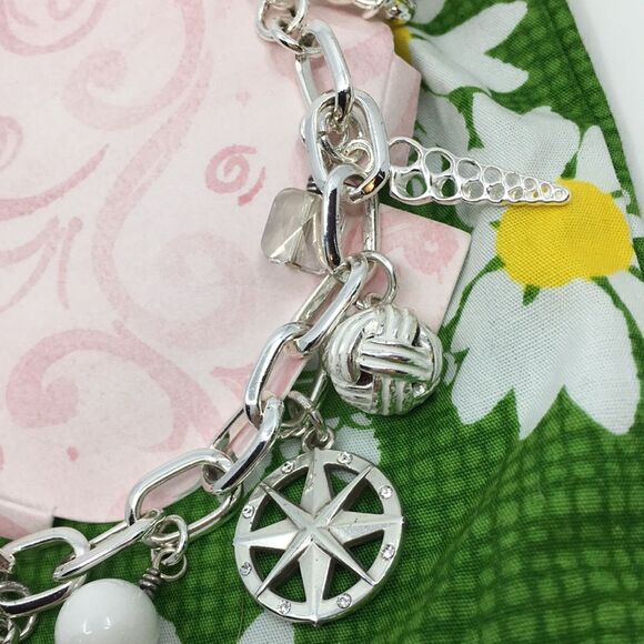 NWT Brighton SHIP TO SHORE Silver Tone Charm Bracelet with dust bag - Picture 4 of 13